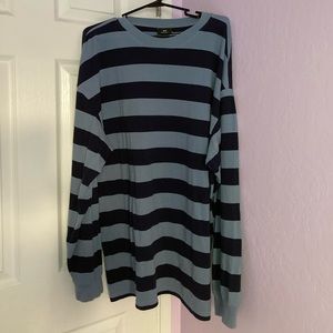 Navy and blue striped long sleeve men’s shirt